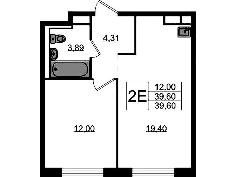 1-комнатная квартира 39.6 м², 2/12 эт., ЖК «Новые Лаврики»